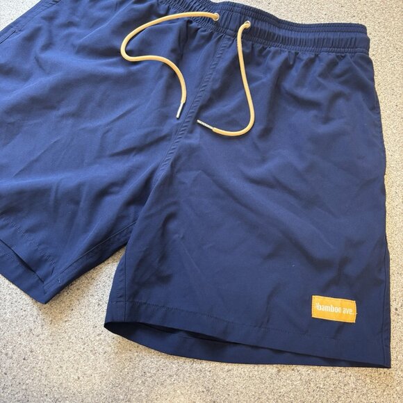 Bamboo Ave Performance Shorts Mens Large L Navy Blue Unlined Stretch Blend - Picture 3 of 16